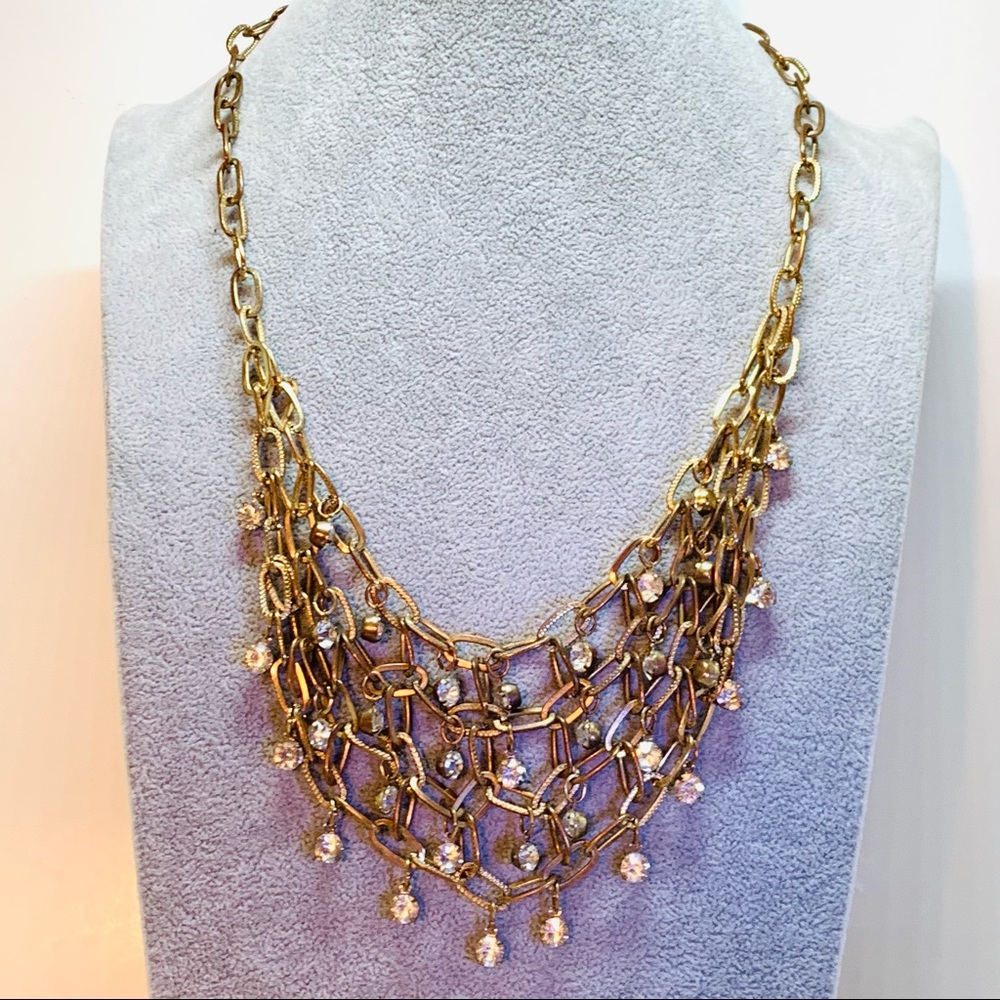 Vintage Chainmaile Rhinestone Necklace